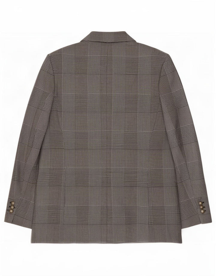 Zara Mujer Chaqueta Blazer De Doble Botonadura UK 40 XL Gris Pata De Gallo