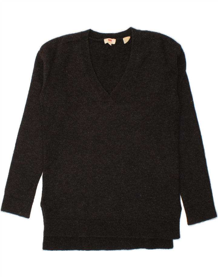 LEVI'S Womens Longline V-Neck Jumper Sweater UK 10 Small Black Vintage Levi's and Second-Hand Levi's from Messina Hembry 