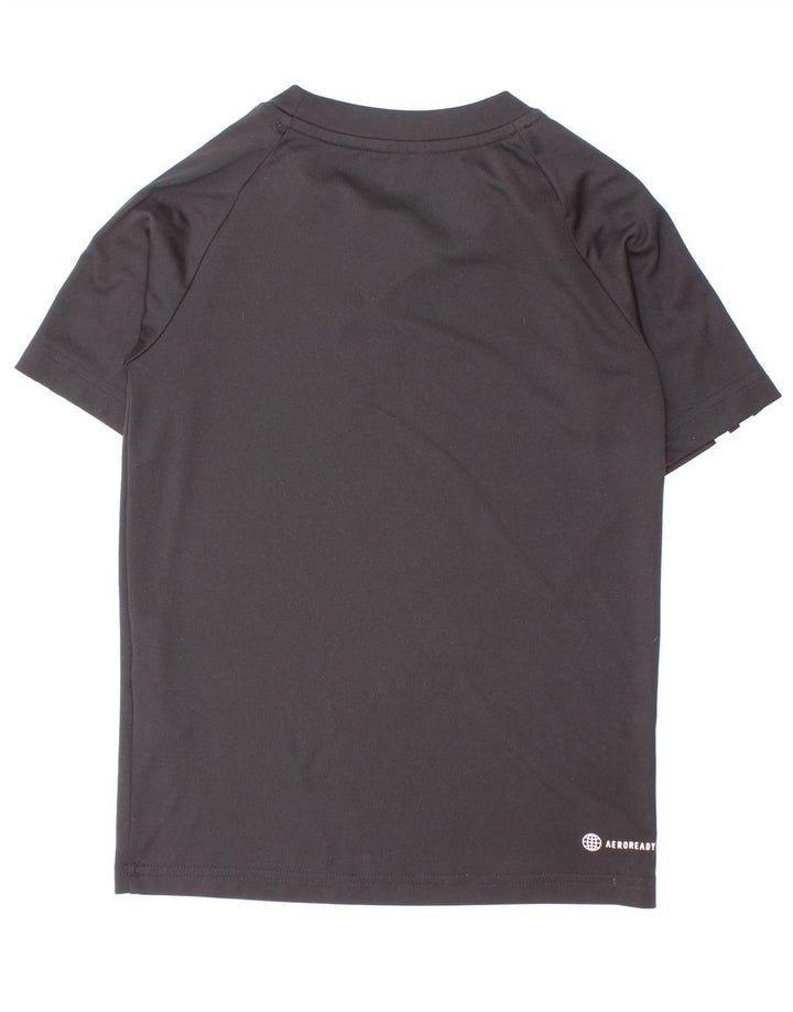 Adidas Boys Aeroready T-Shirt Top 7-8 Years Black Polyester