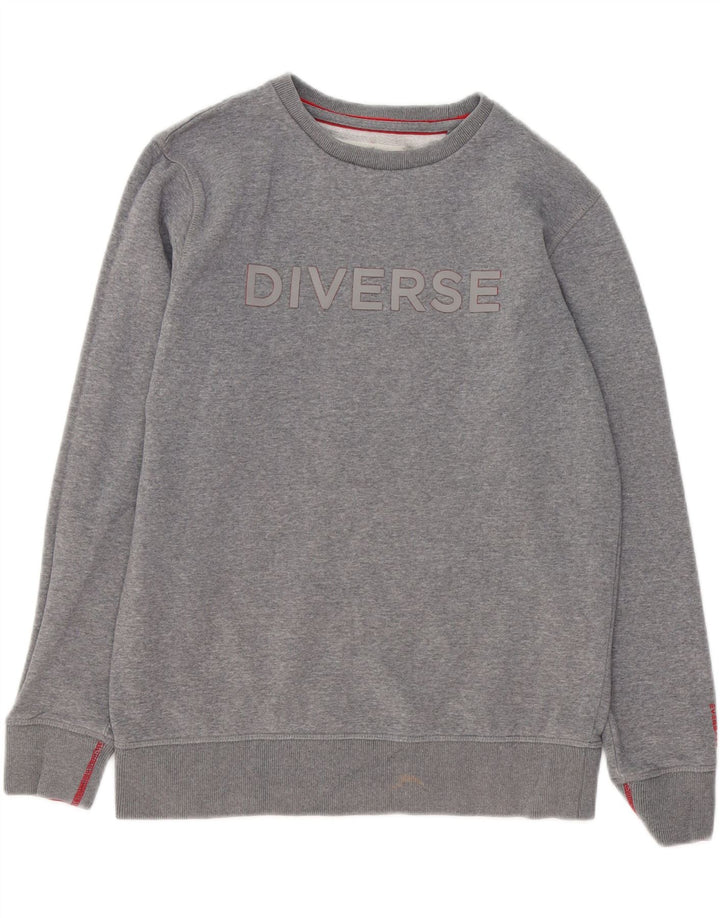 VINTAGE Mens Graphic Sweatshirt Jumper Small Grey Cotton