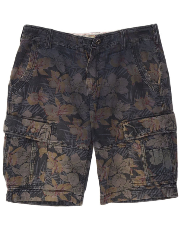 Pantaloncini cargo da uomo Fat Face W34 Large in cotone floreale blu navy