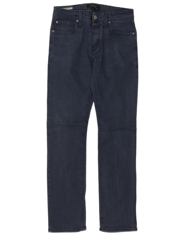 Jack & Jones Mens Clark Regular Fit Straight Jeans W30 L32 Azul Marinho Algodão