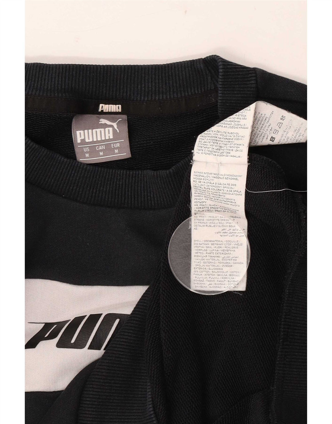 Puma Mens Sweatshirt Jumper Medium Black Colourblock Cotton