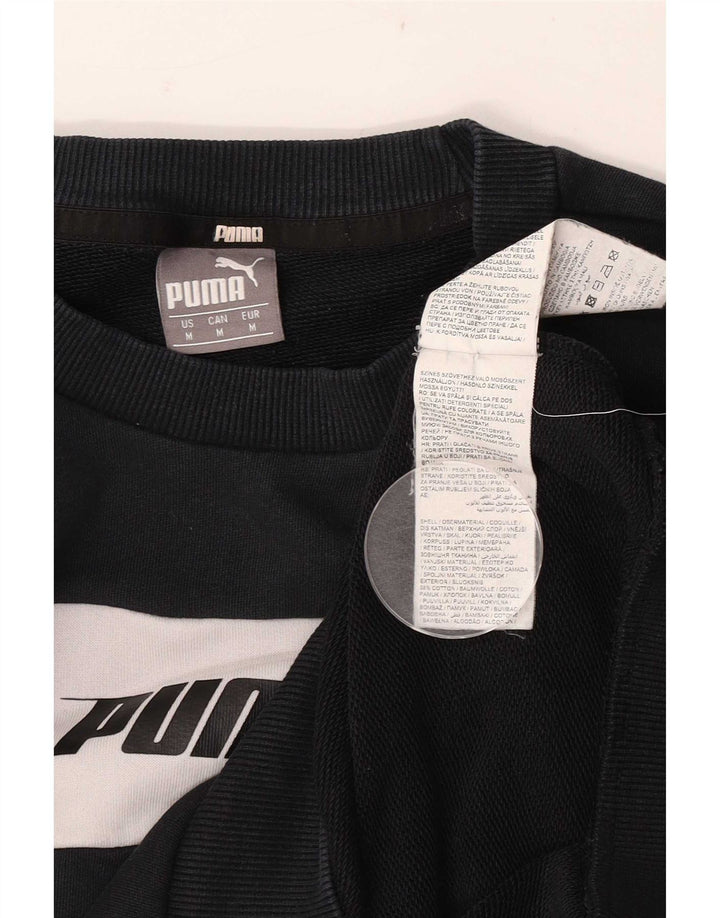 Puma Mens Sweatshirt Jumper Medium Black Colourblock Cotton