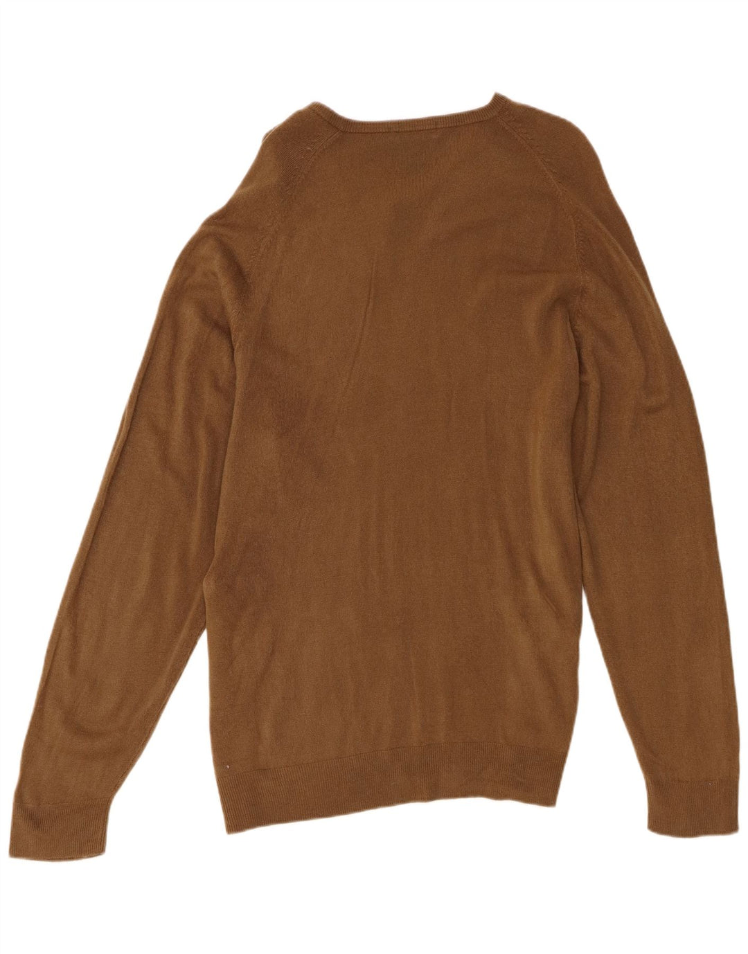 Marks & Spencer Mens V-Neck Jumper Sweater Large Brown Acrylic