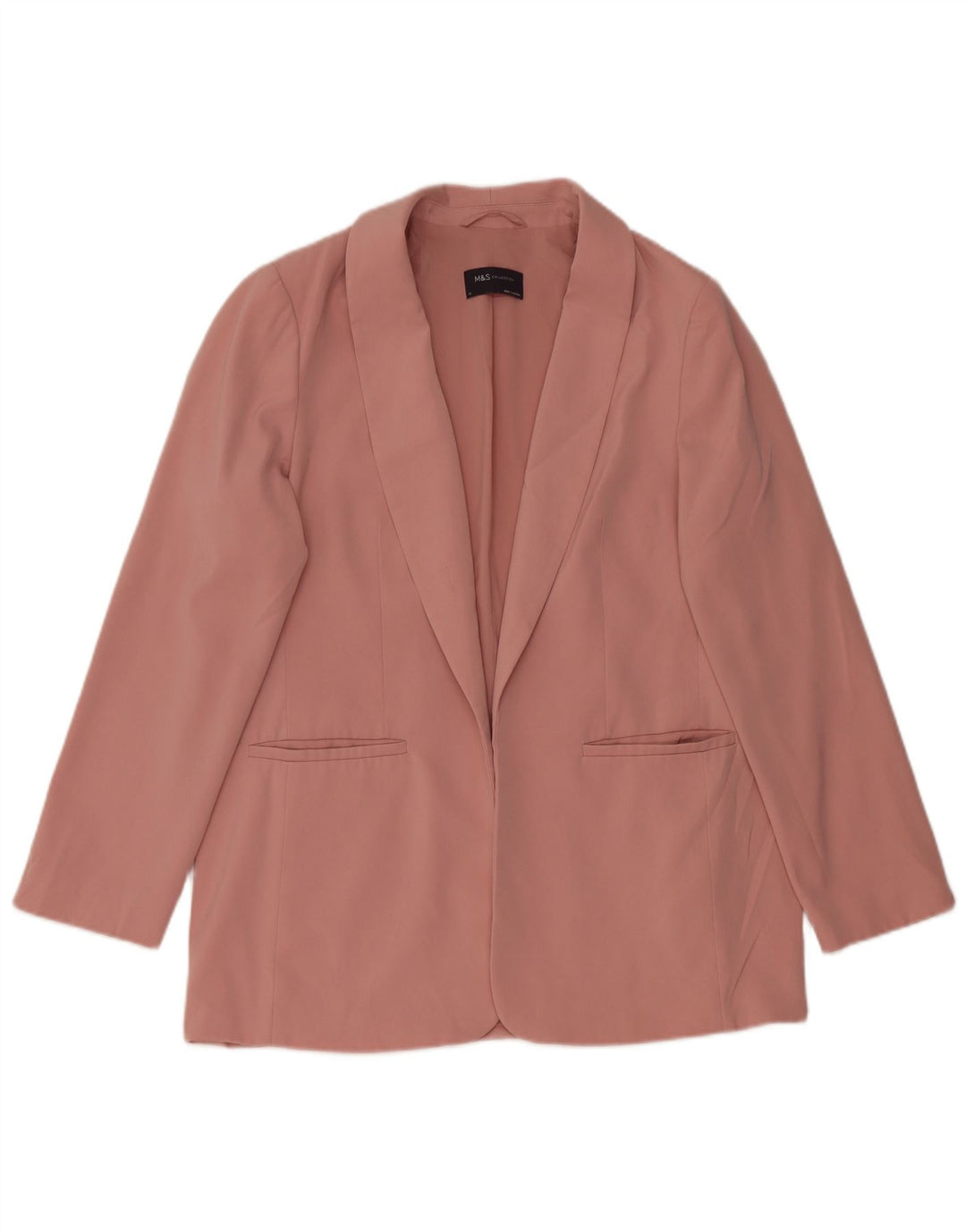 Marks & Spencer Womens Open Blazer Jacket UK 14 Large Pink Polyester