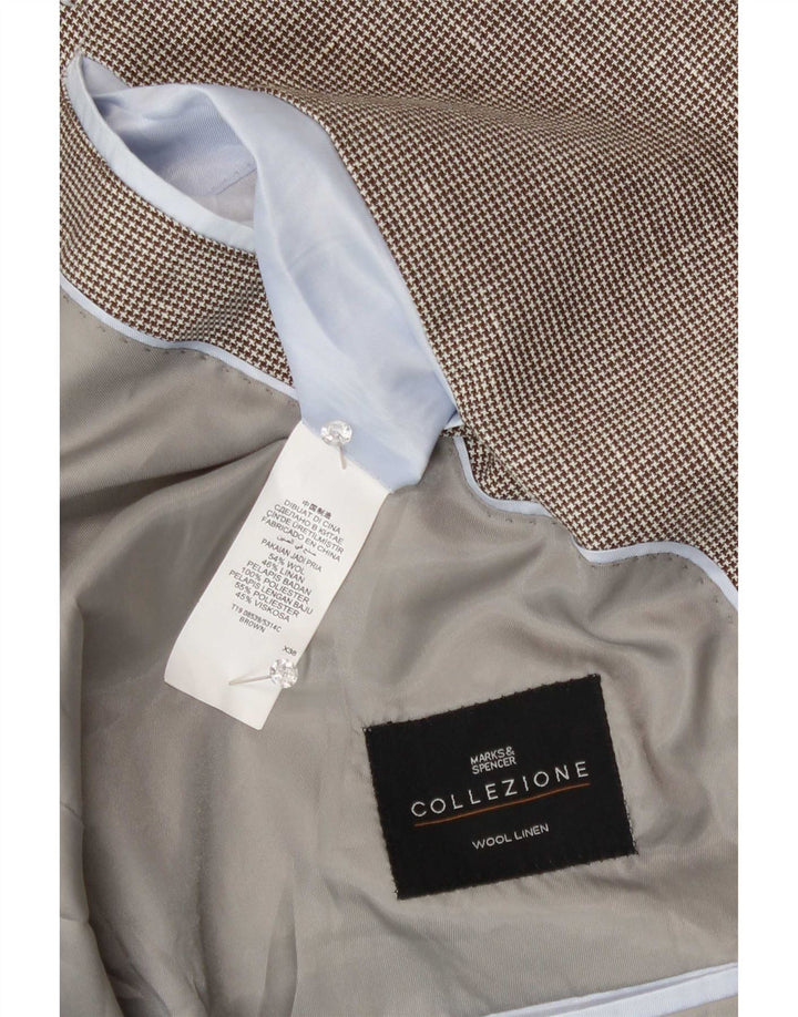 Marks & Spencer Chaqueta tipo blazer de 2 botones para hombre UK 48 2XL Lana marrón
