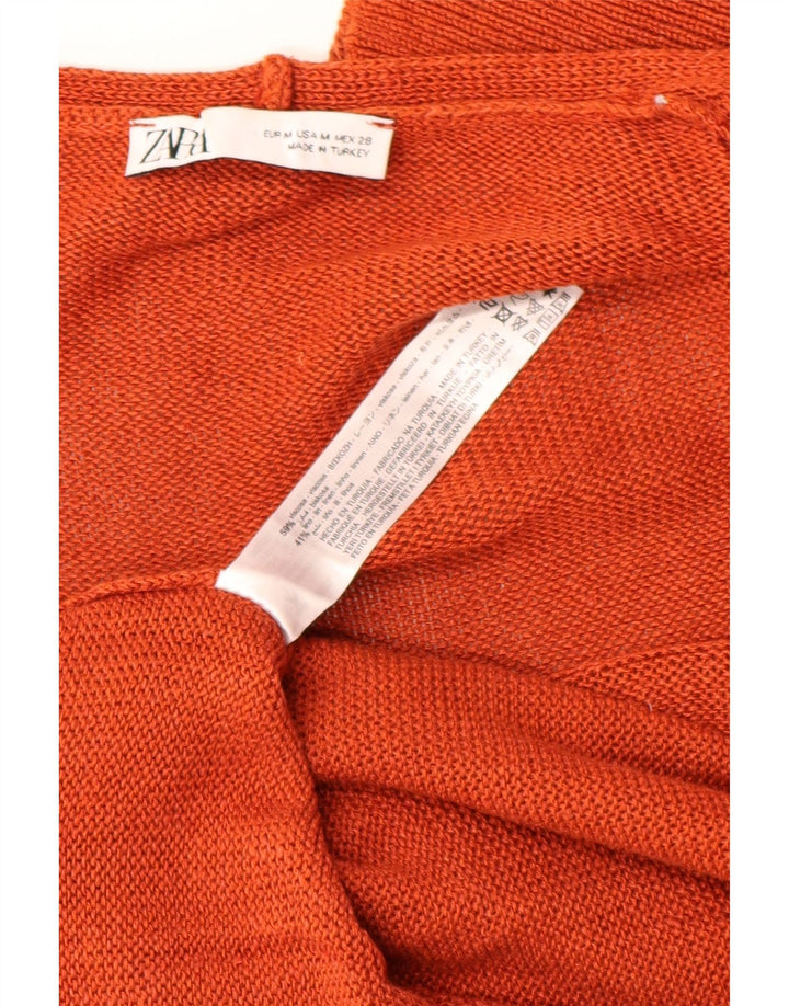 Maglione cardigan aperto lungo da donna Zara UK 14 Viscosa arancione medio