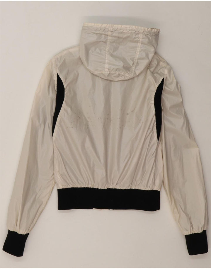 REFRIGIWEAR Womens Hooded Rain Jacket UK 14 Medium Off White Colourblock Vintage Refrigiwear and Second-Hand Refrigiwear from Messina Hembry 