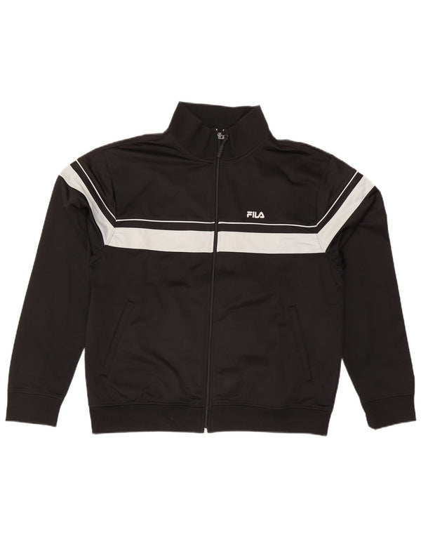 Fila Mens Tracksuit Top Jacket Large Black Colourblock Polyester