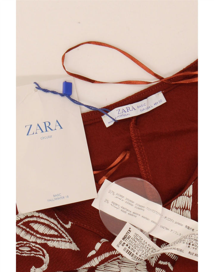 ZARA Shift Dress til kvinder UK 16 Stor rødbrun Paisley Polyester