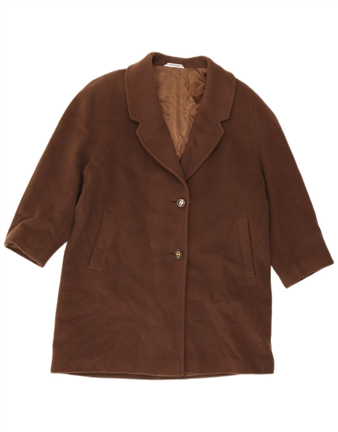 Charles Valentino Womens Overcoat IT 45 Medium Brown Virgin Wool