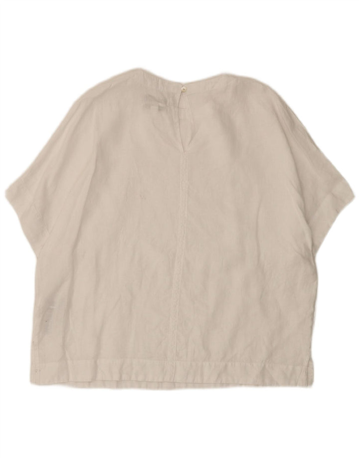 Marks & Spencer Womens Oversized Blouse Top UK 14 Large White Linen