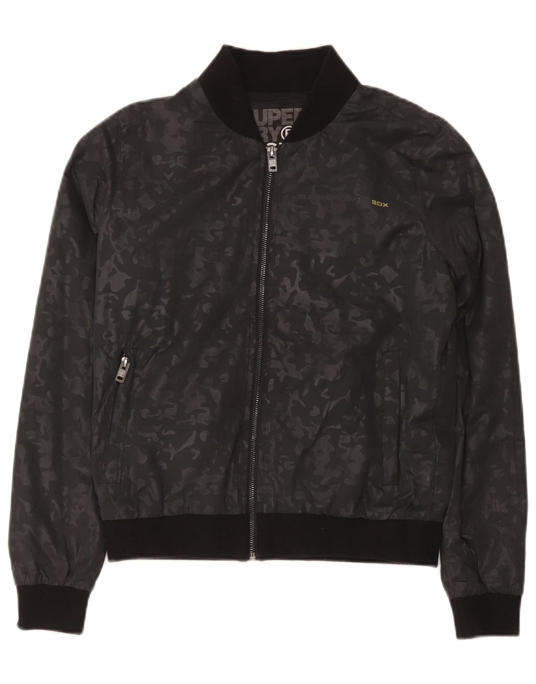 Superdry Veste de survêtement pour femme UK 14 Medium Black Camouflage