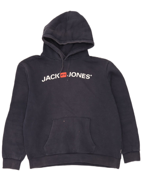 Jumper com capuz gráfico masculino Jack & Jones XL azul marinho algodão