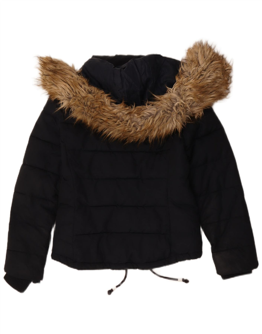 Topshop Womens Hooded Padded Jacket UK 8 Small Navy Blue Polyester