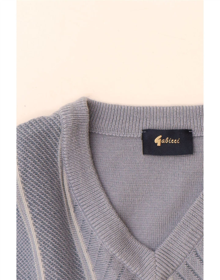 Gabicci Pull Col V Homme Laine Rayée Bleu Moyen