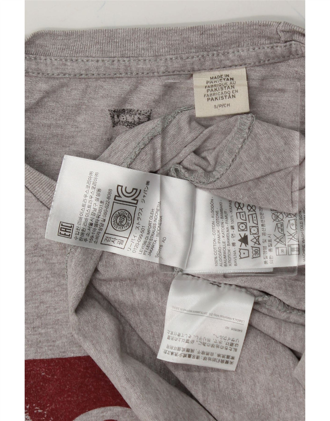 LEVI'S Mens Graphic T-Shirt Top Small Grey Cotton Vintage Levi's and Second-Hand Levi's from Messina Hembry 