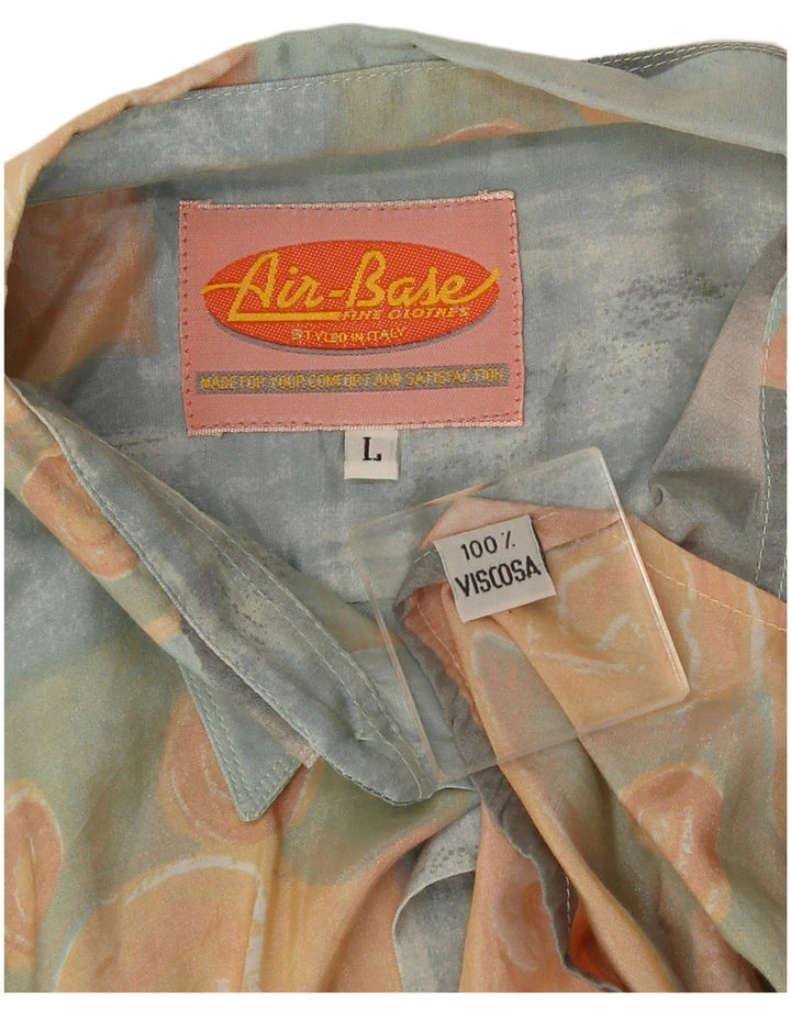 Vintage Mens Abstract Pattern Short Sleeve Shirt Large Multicoloured