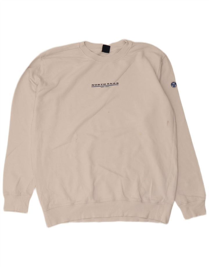 North Sails Herre Sweatshirt Jumper Medium Hvid Bomuld