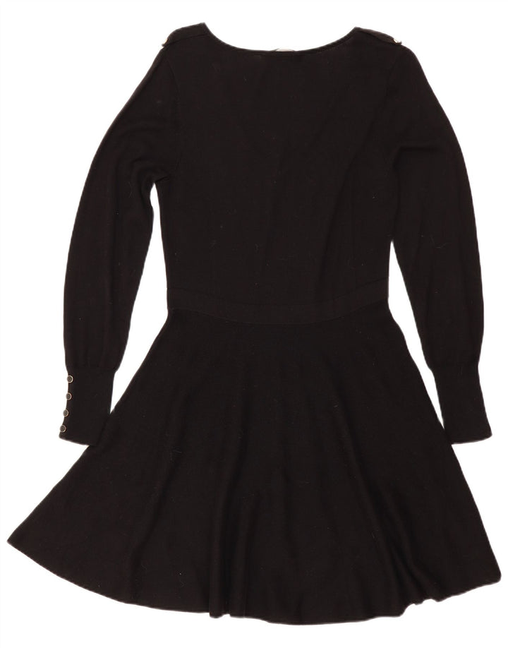 Oasis Womens Jumper Dress UK 12 Medium Black Cotton