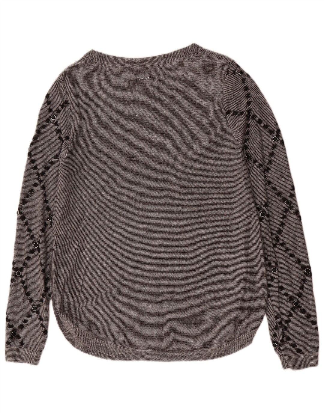 Desigual Dame Grafisk Top Langærmet UK 14 Medium Grå Paisley
