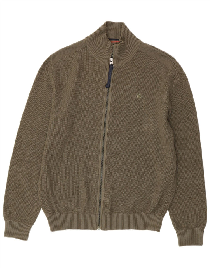 Lerros Mens Cardigan Sweater Large Khaki Cotton