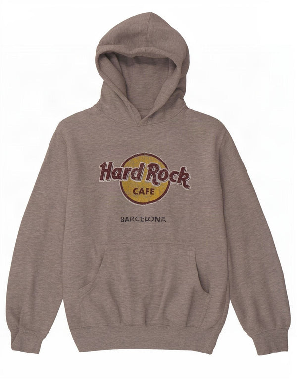 Hard Rock Cafe Mens Barcelona Graphic Hoodie Jumper Medium Grey Flecked