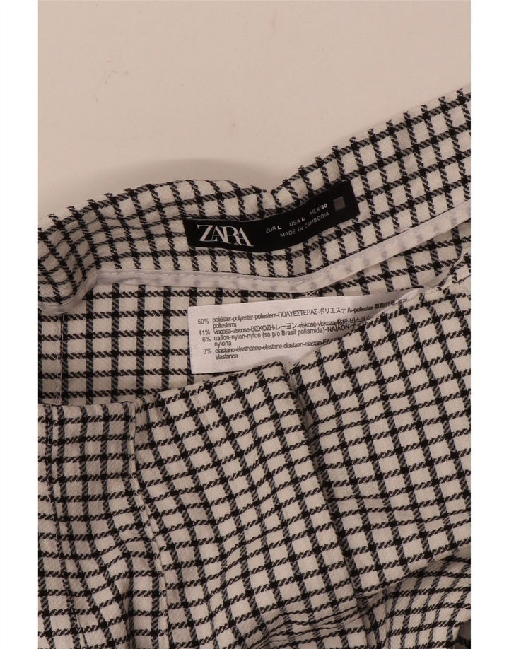 Pantaloni chino affusolati da donna Zara grandi W30 L27 poliestere a quadri bianchi