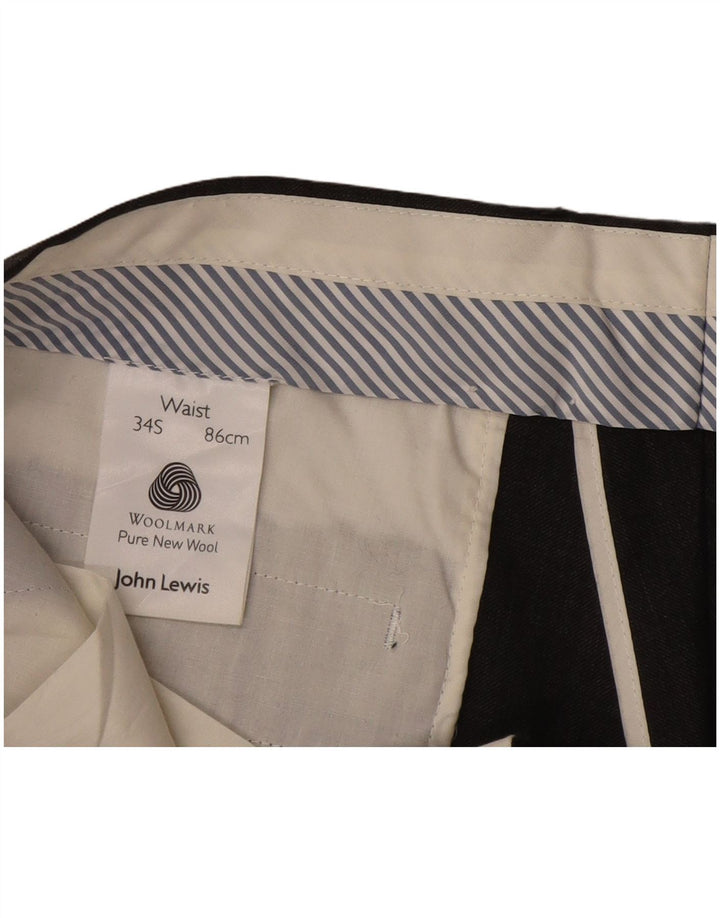 John Lewis Mens Straight Suit Trousers W34 L29 Black Wool