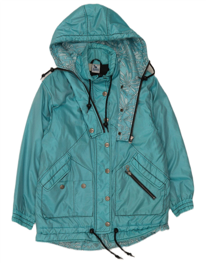 Rodeo Womens Hooded Oversized Windbreaker Coat IT 36 XS Blue