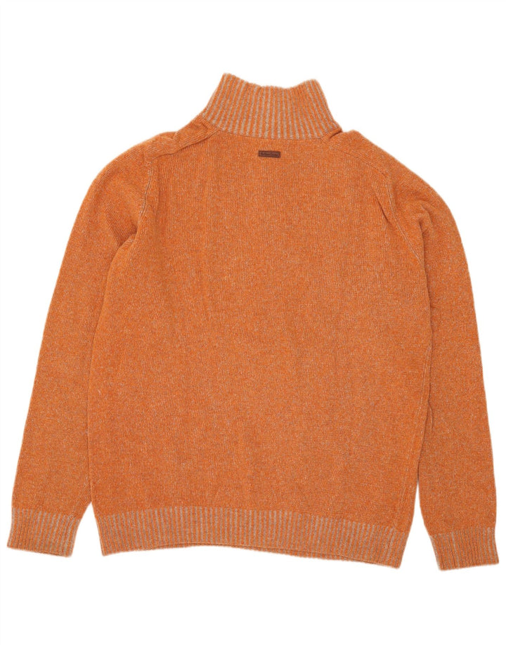 Marlboro Classics Herre Zip Neck Jumper Sweater XL Orange Flecked Wool