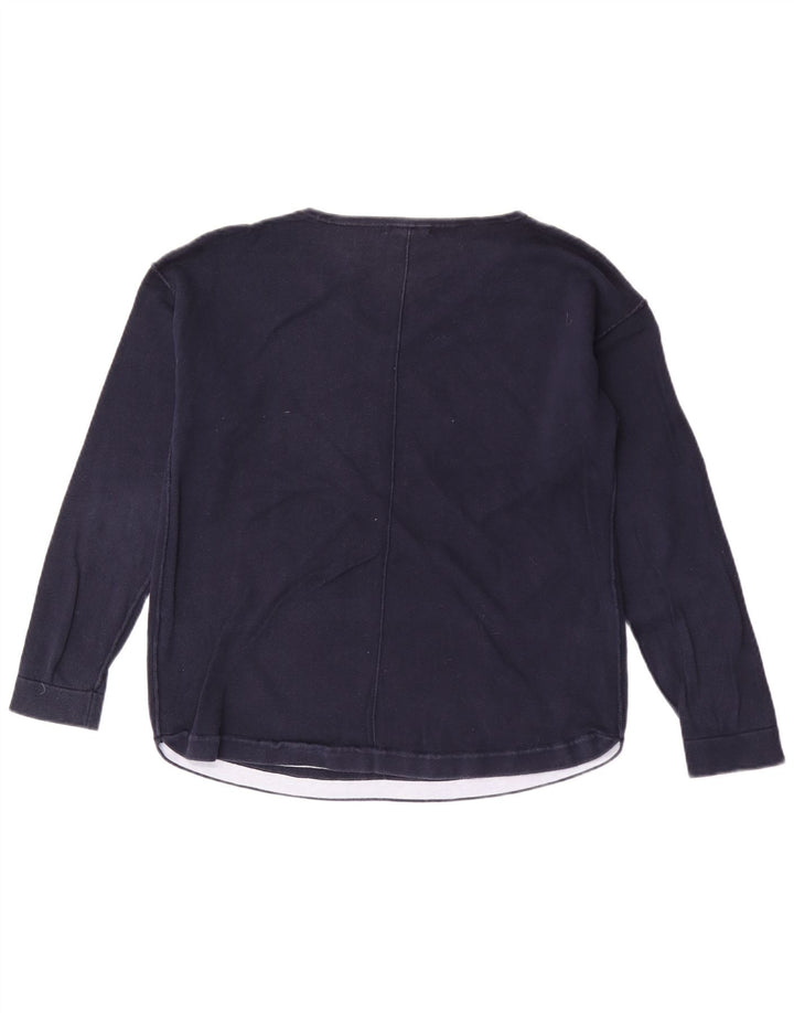 White Stuff Womens V-Neck Jumper Sweater UK 12 Medium Navy Blue Cotton
