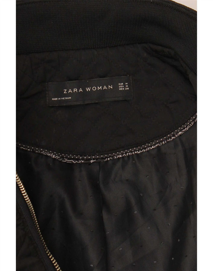 Zara Mujer Chaqueta Acolchada UK 40 Mediano Poliéster Negro