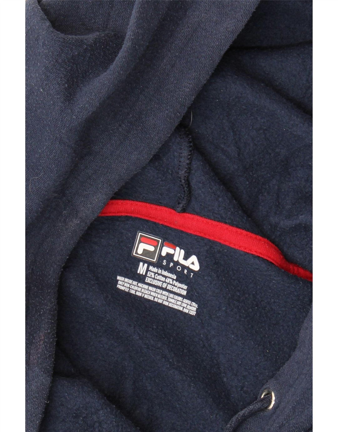 FILA Mens Graphic Hoodie Jumper Medium Navy Blue Cotton