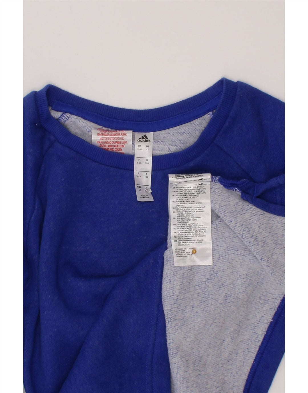 Adidas Boys Sweatshirt Jumper 3-4 år Blå Bomuld