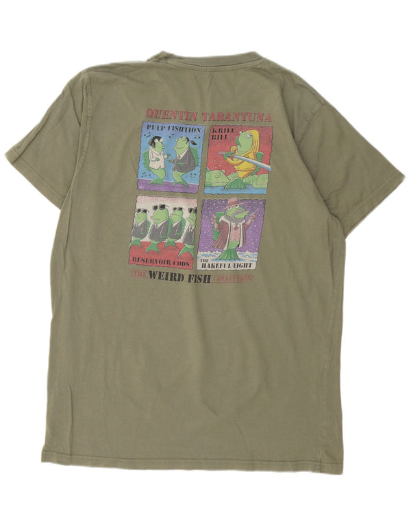 Weird Fish Mens Graphic T-Shirt Top Large Khaki Cotton