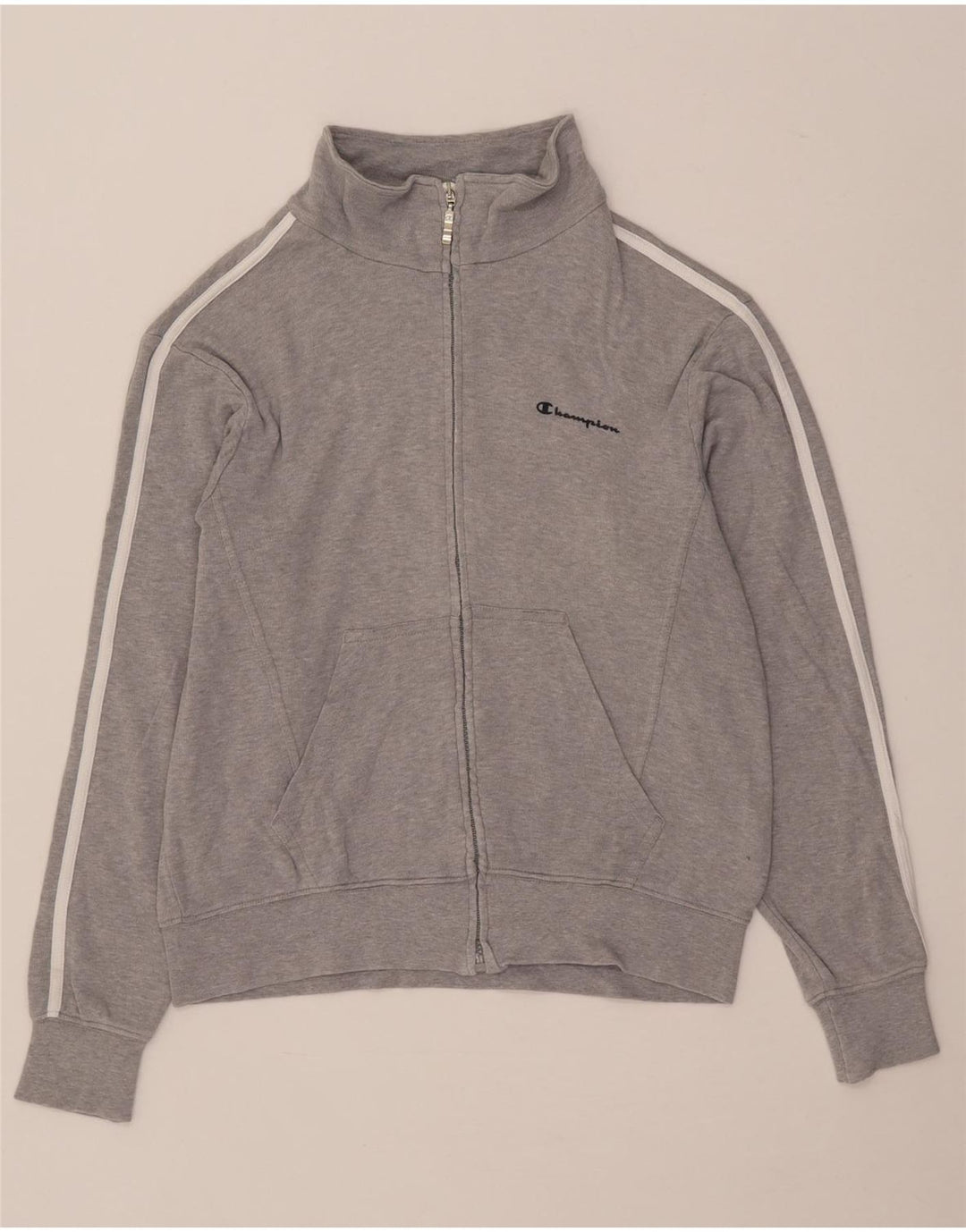 Champion Womens Oversized Tracksuit Top Jacket UK 10 Small Grey Flecked