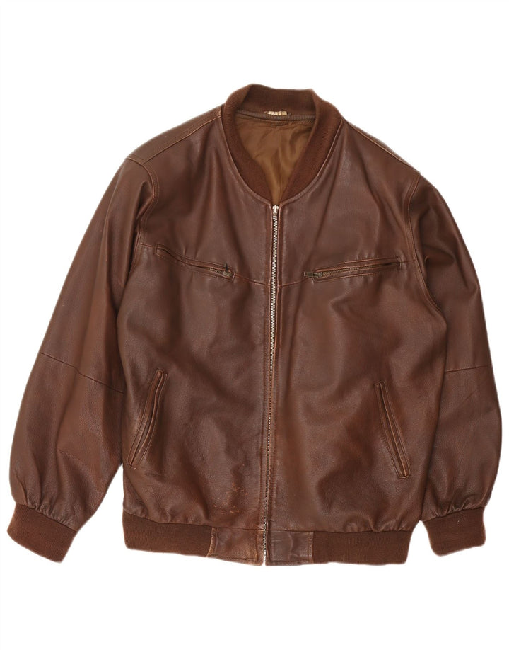 Vintage Mens Leather Jacket UK 40 Large Brown Leather