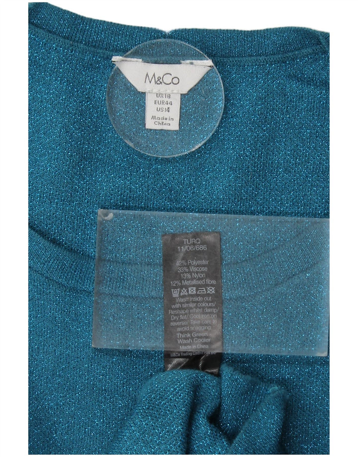 M&CO Womens Crew Neck Jumper Sweater UK 18 XL Blue Polyester