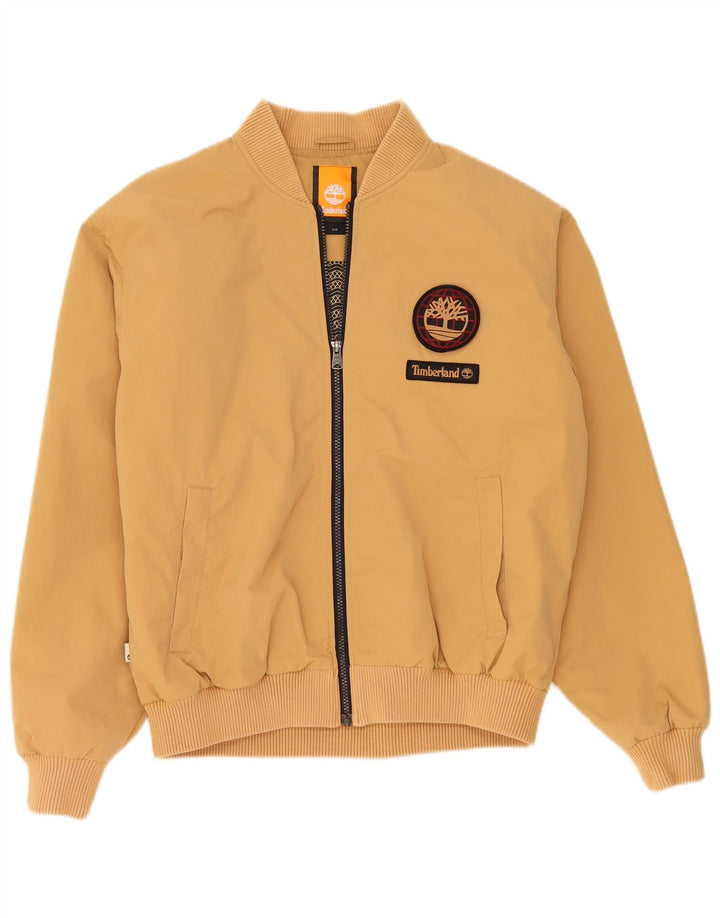 Timberland Mens Loose Fit Bomber Jacket UK 36 Small Beige Nylon