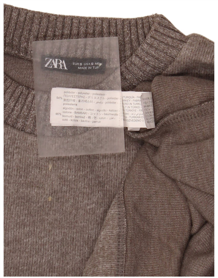 Женский свободный джемпер с круглым вырезом Zara UK 10, маленький серый полиэстер