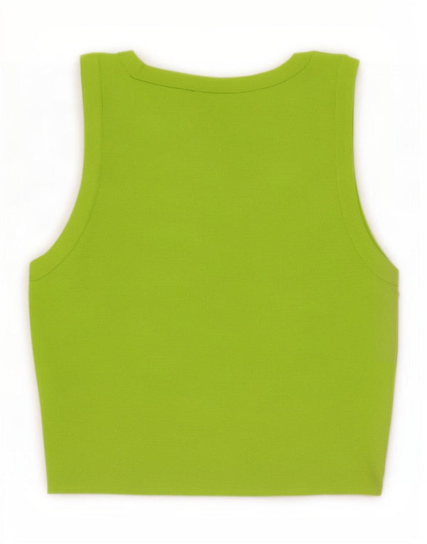 Zara Womens Crop Vest Top UK 8 Small Vert Viscose