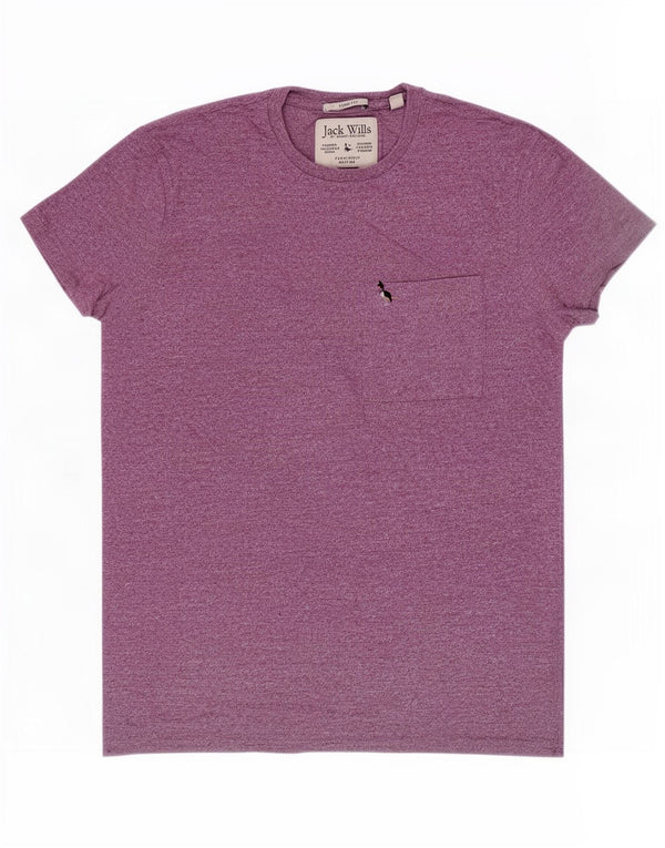 T-shirt męski typu slim fit Jack Wills, top XS, fioletowa, nakrapiana bawełna