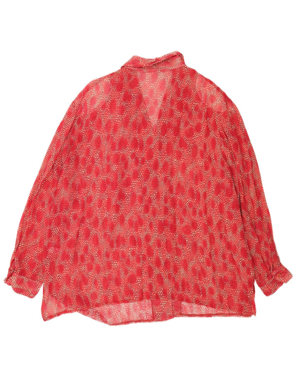 Chemisier chemise femme vintage UK 26 5XL Viscose florale rouge