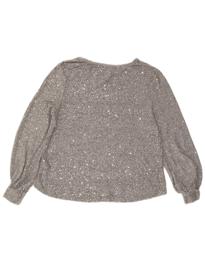 Oasis Womens Long Sleeve Blouse Top UK 16 Large Grey Viscose