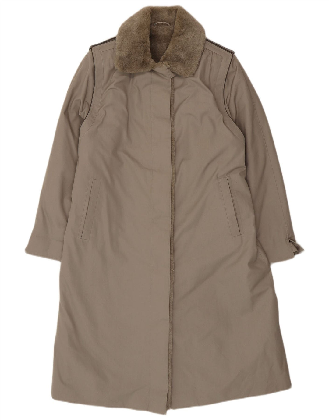 Vintage mujer Sherpa abrigo Reino Unido 16 poliéster gris grande