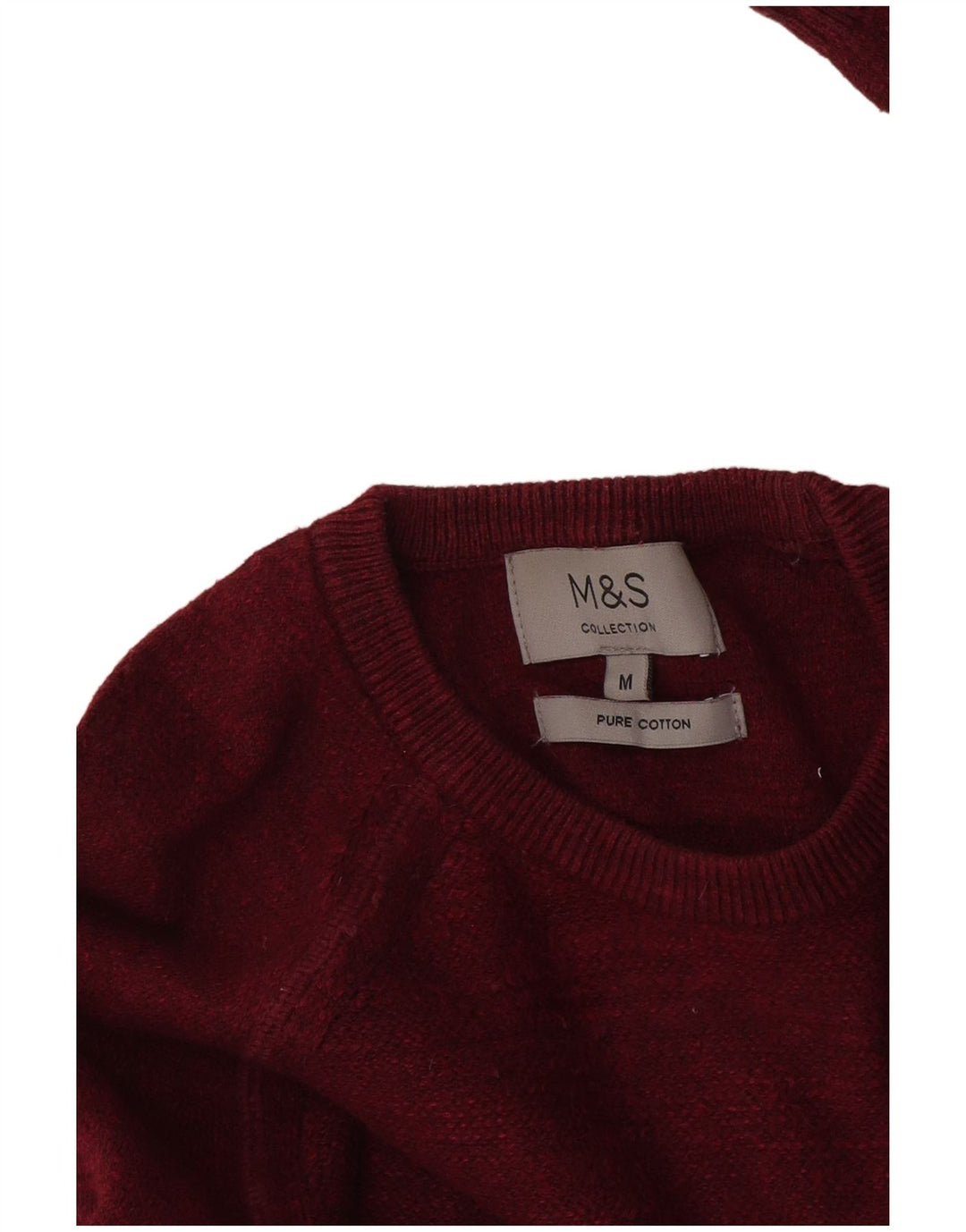 Marks & Spencer Mens Crew Neck Jumper Sweater Medium Burgundy Cotton