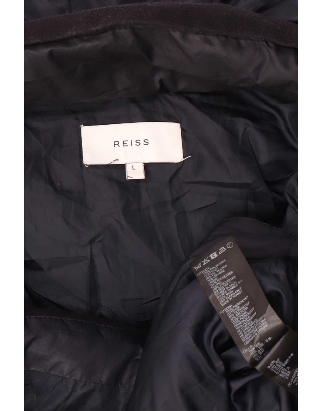 Reiss Mens Hooded Padded Jacket UK 40 Large Navy Blue Colourblock Polyester