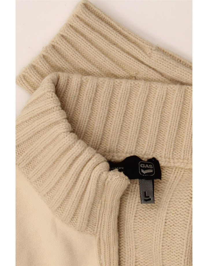 Gas Dame Cardigan Sweater UK 16 Stor Beige Uld